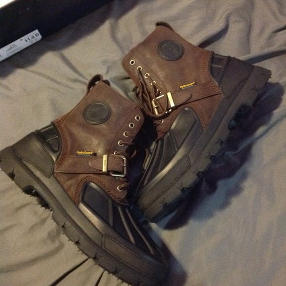 POLO by Ralph Lauren Men's Oslo Waterproof Brown Leather Boots -11.5D-New in Box - Picture 1 of 16